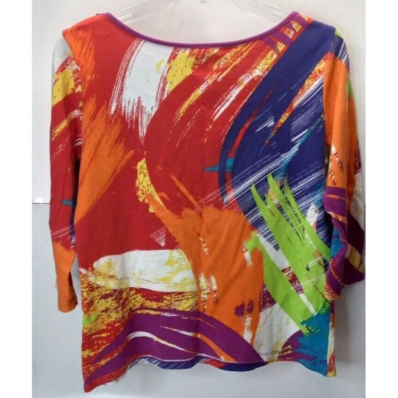 Westbound Small 100% Cotton T Shirt Bright Colors 3/4 Sleeve Boat Neck *O - Picture 2 of 6
